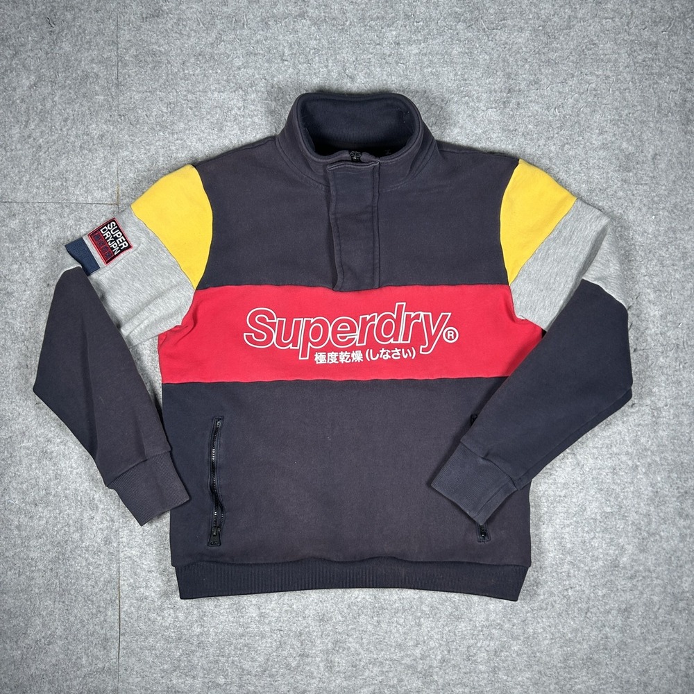 Superdry M2000097A Crewneck Sweatshirt Mens MEDIUM Navy / Red / Yellow / Grey